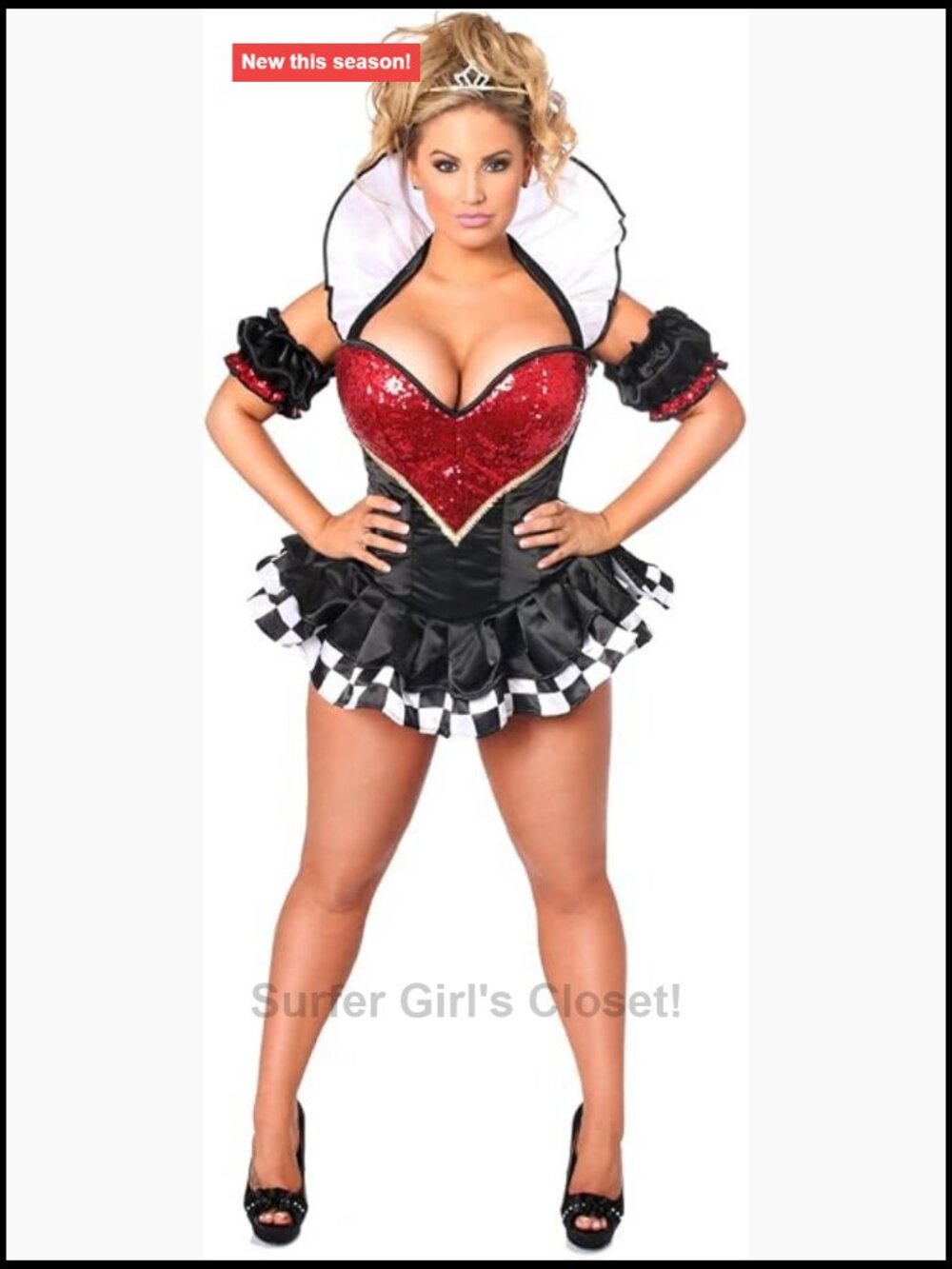 Premium Steel Boned Corset Dress with Detachable Sleeves, Crown & Collar -
